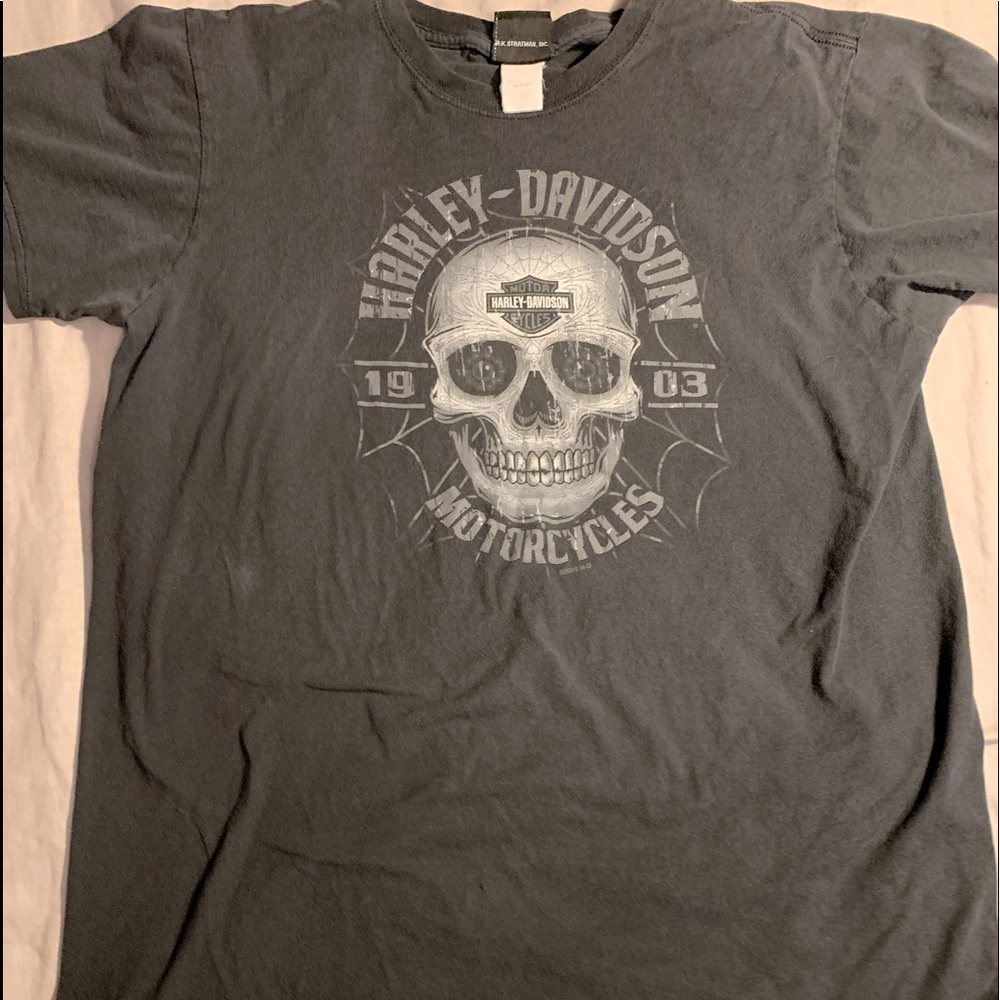 Grey Vintage Harley-Davison Graphic T-shit
